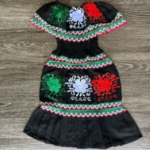 Embroidered Mexican Girls Dress, long dress/ Vestido Mexicano, Fiestas Patrias